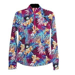 Tommy Bahama Women Sz XS Golf  Tennis  Jacket Floral‎ 1/4 Zip Long Sleeve UPF 50